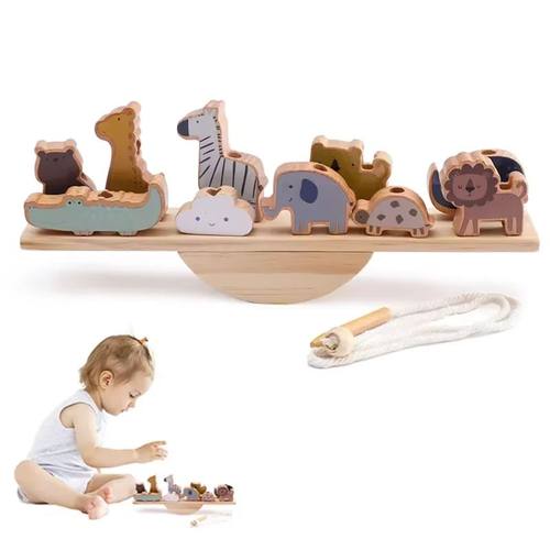 Baby Montessori Toys Wooden Threading Seesaw Toys Balance Bl