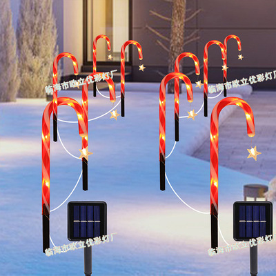 Solar Cane Light Christmas Floor Light Snowflake Star Led Li