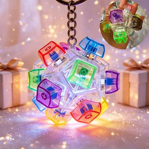 LED Light-Up Keychain Keyboard Clickable Button Fidget Toy f