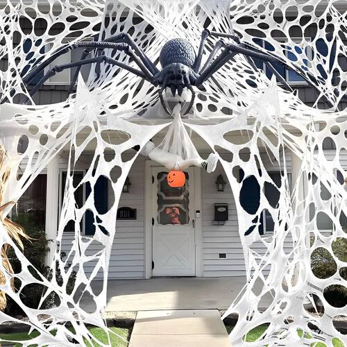 Giant Stchy Spider Web Halloween Decor 20ft Cobweb Netting O