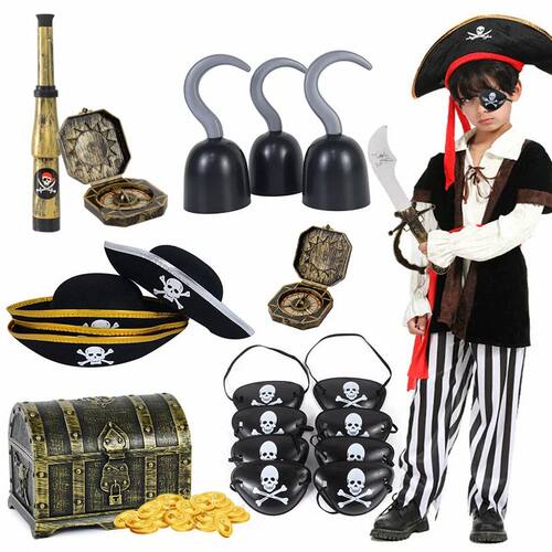 Pirate Captain Cosplay Costume Props Set Kids Halloween Hat