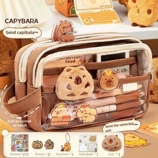 Cute Capybara Pencil Case School Supplies Clear Aesthetic Pe