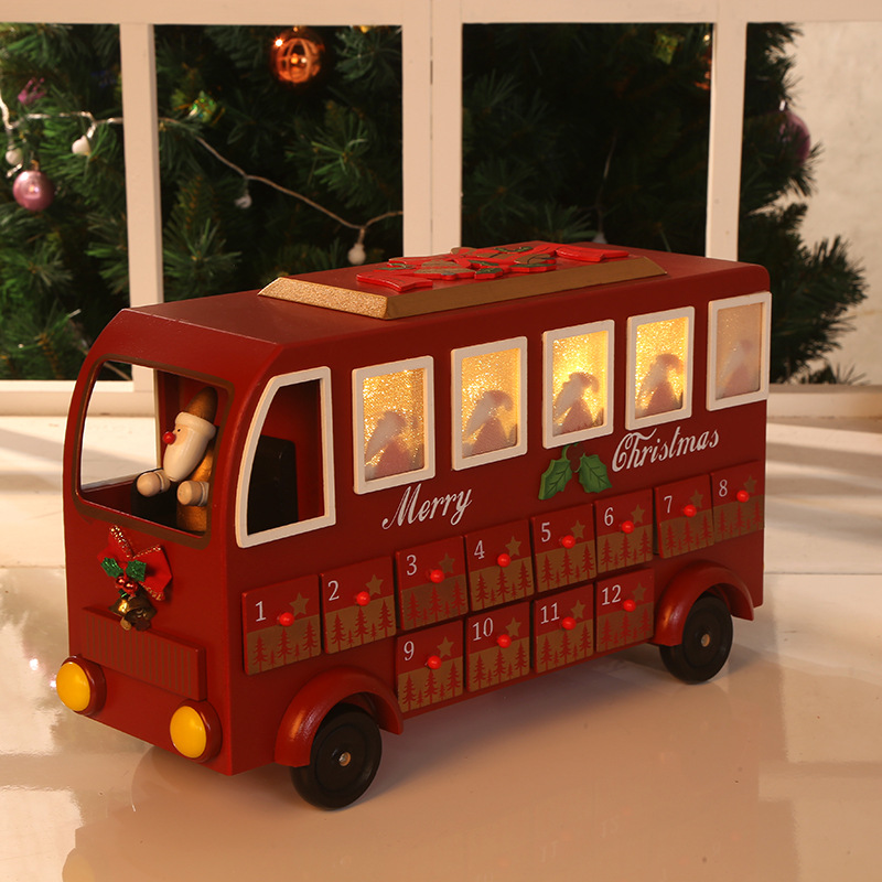 Christmas Countdown Calendar Creative Painted Small Train Wo