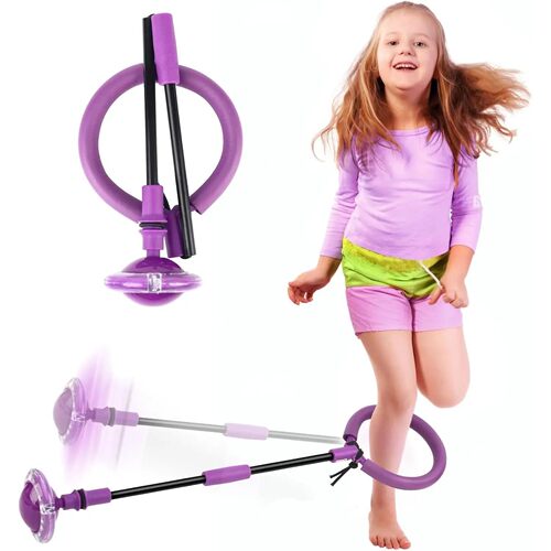 Portable Foldable Colorful Flash Wheel Swing Skip Ball, Kids