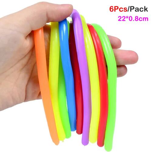 6 Pcs DIY Soft Rubber Noodle Elastic Rope Toys Stretch Strin