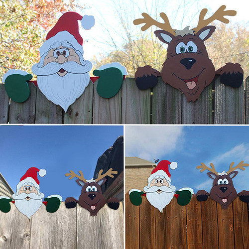 2024 New year santa claus fence peeps christmas decoration o