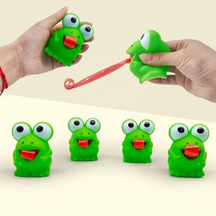 Novelty Frog Dinosaur Tongue Out Squeeze Toys Funny Sensory