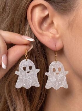 Cute Ghost Flower Pumpkin Acrylic Dangle Earrings for Women