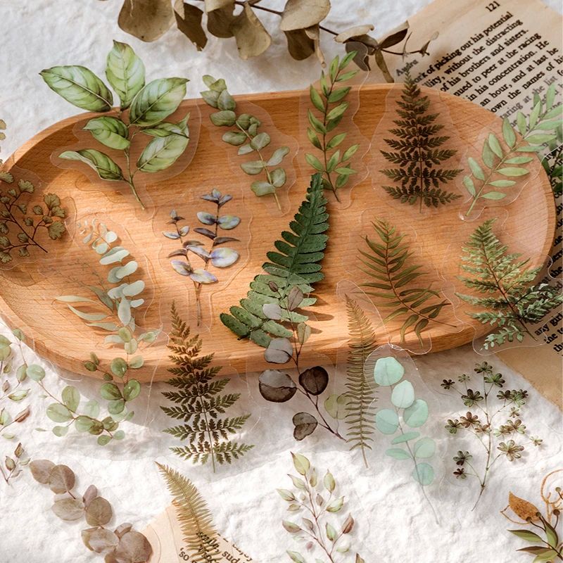 Natural plant collection Green Leaf Decorative PVC Stickers