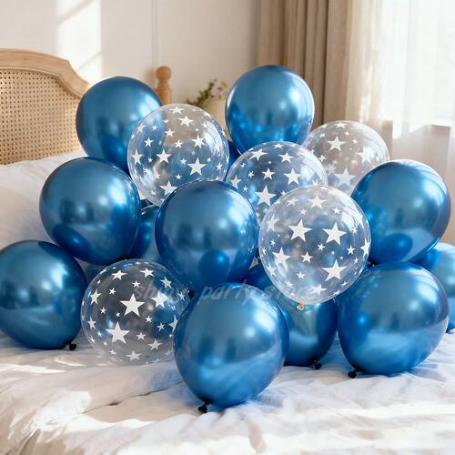 20/50pcs Metallic Glossy Blue Transparent Starry Sky Latex B