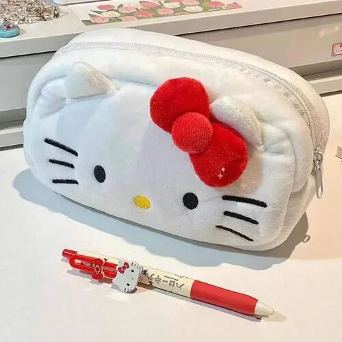 Cute Hello Kitty Plush Pencil Case Student Large Capacity St
