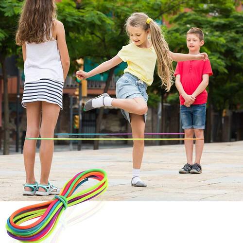 Rainbow Elastic Rubber Jump Rope Kids Adults Fitness Exercis