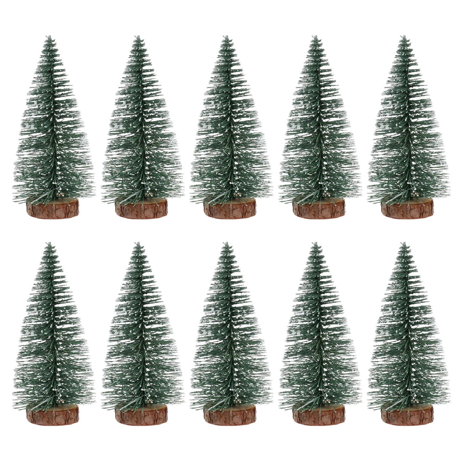 10Pcs 10Cm Mini Christmas Tree Decor With Snow Covered Pine