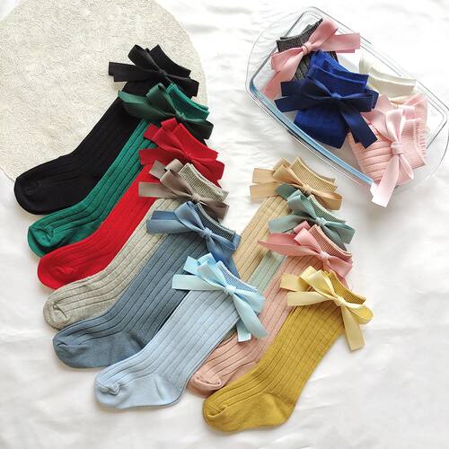 14 Colors Princess Girls Long Sock Big Bowknot Infant Baby S