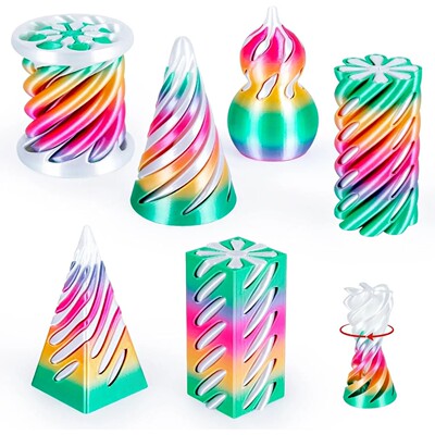 6 Pack Spiral Cone Fidget Toys 3D Printed Impossible Passthr