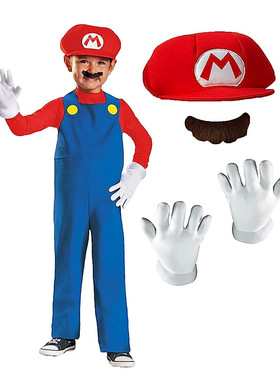 Mario Deluxe Child Boy Girls Costume Halloween Animation Gam
