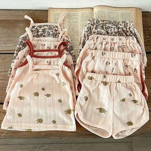 Baby Clothes Sets Summer Toddler Girl Strap Suits Cotton Pri