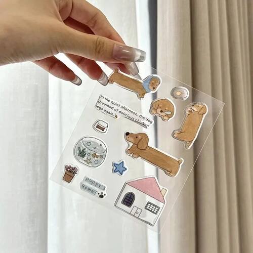 Cute Cartoon 3D Snowman Dogs Crystal Drop Rubber Stickers Ka