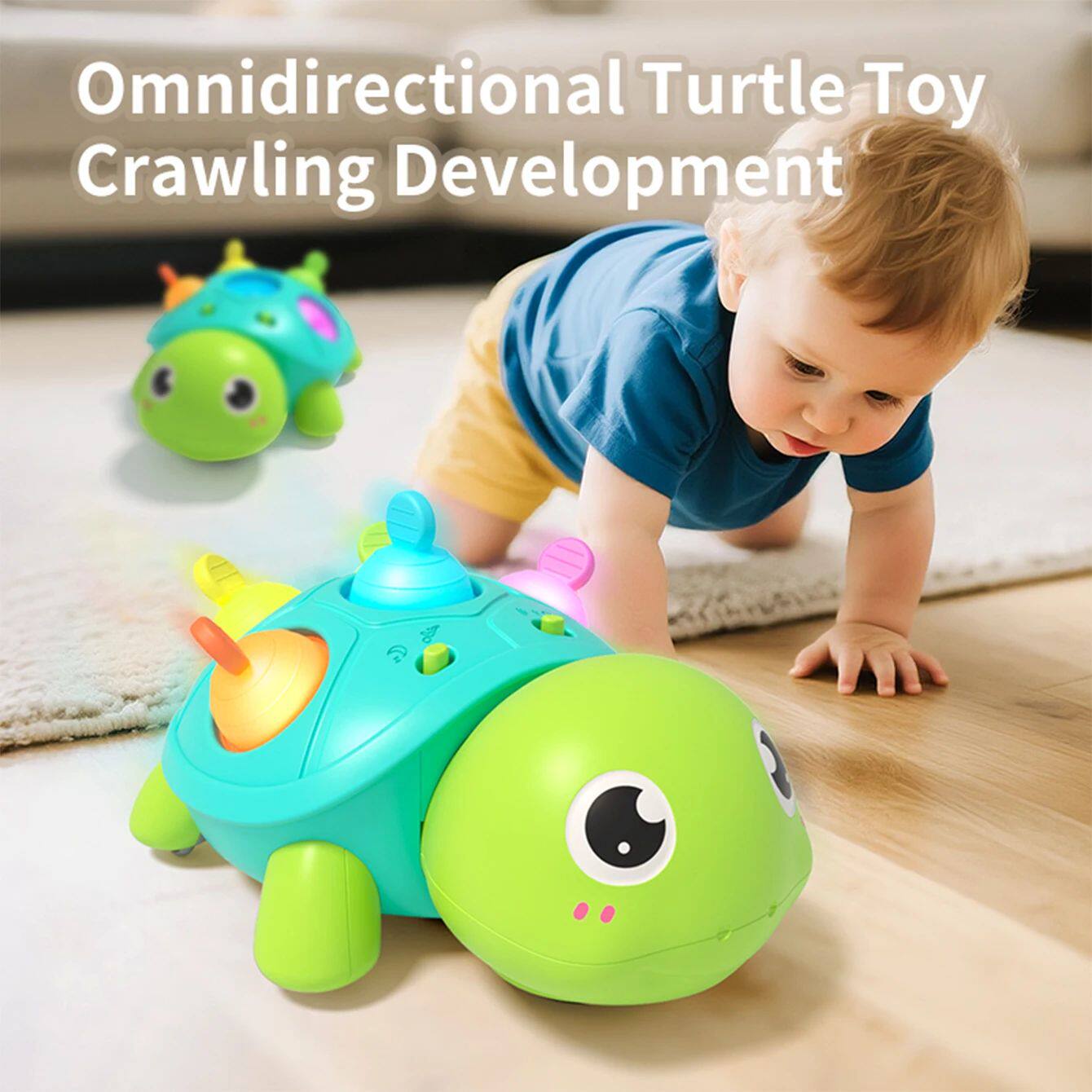 Baby turtle crawling sound and light toy - Can be chewed and