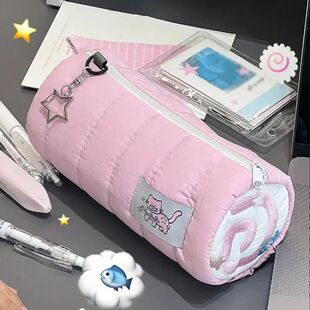 Student Stationery School Supplies Pink Towel Roll Pencil Ca
