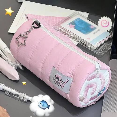 Student Stationery School Supplies Pink Towel Roll Pencil Ca