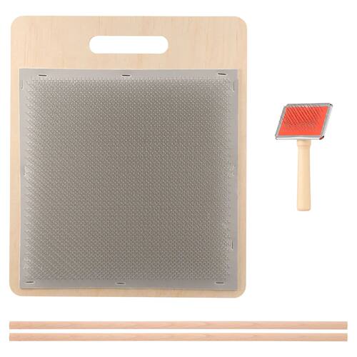 Wool Blending Board Carding Brush Set with 2 Wood Sticks Fib