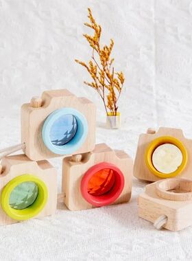 Mini Wooden Camera Toys for Children Kaloscope Rainbow Woode