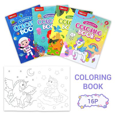 Popular children's coloring books, 16-page unicorn/space/mer