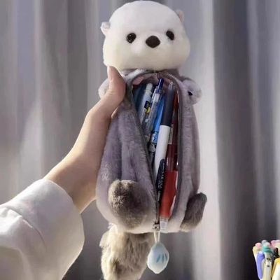 1Pcs Creative Sea Otter Plush Doll Pencil Case Ins High-attr