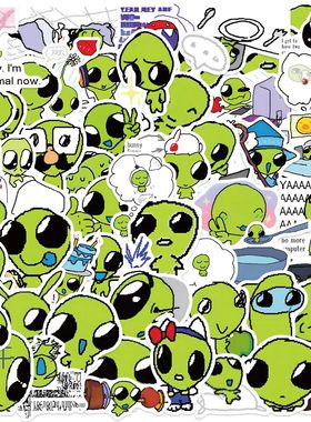 10/52pcs Green Alien Stickers DIY for Scrapbook Phone Guitar