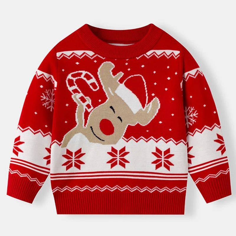 Xmas New Children Sweater Kids Warm Thicken Knitted Clothing