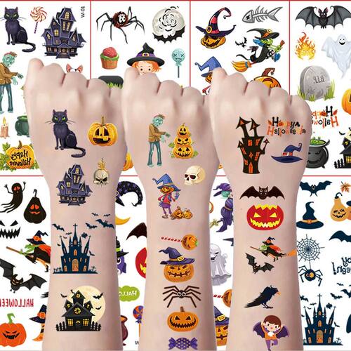 10Pcs Halloween Pumpkin Temporary Tattoo Stickers For Party