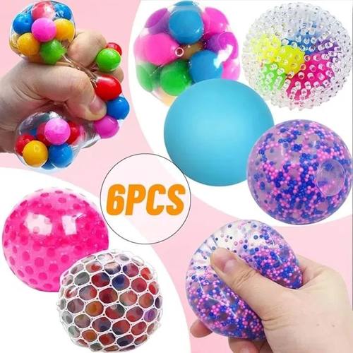 6PCS Mini Squishy Stress Balls Set Rainbow Squeeze Ball EDC