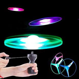 Kids Luminous Flying Disc Propeller Toys LED Lighting Pull S