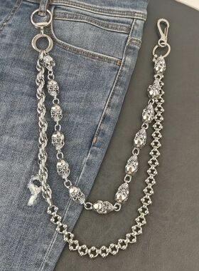 2025  Model Skull Pants Chain Stainless Steel Round Beads Co