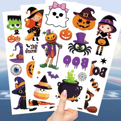 10 Sheets Halloween Fake Tattoo Stickers Pumpkin Ghost Bat T