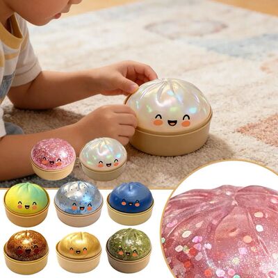 Giant Squishies Dumpling Bun Toy, Slow Rising Glitter Dumpli
