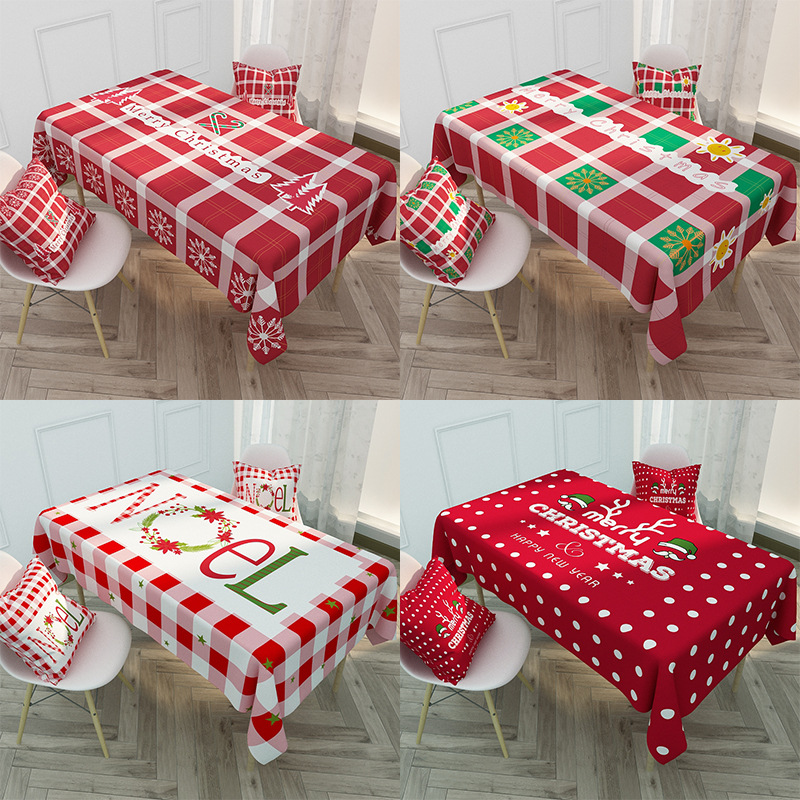 red Christmas tablecloth waterproof cotton and linen tea tab