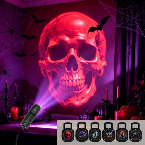 Halloween USB LED Projection Lamp,3/6pcs Patterns Light Ghos