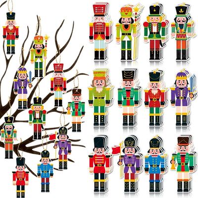 12pcs Christmas Nutcracker Soldier Paper Pendant Xmas Tree H