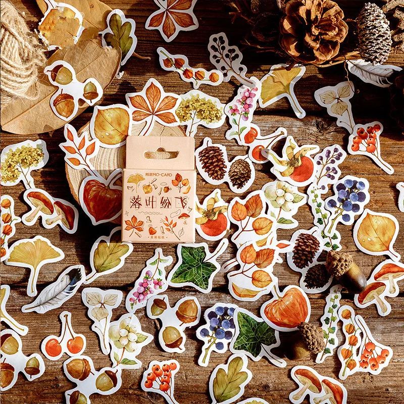 46 pcs/lot Autumn Fallen leaves Plant Paper Small Diary Mini