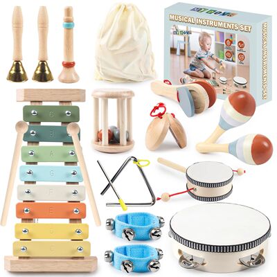 11 in 1 Toddler Musical Instruments,Wooden Percussion Instru