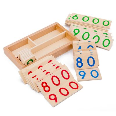 Wooden Numbers Card 1-9000 Montessori Learning Card Math Tea