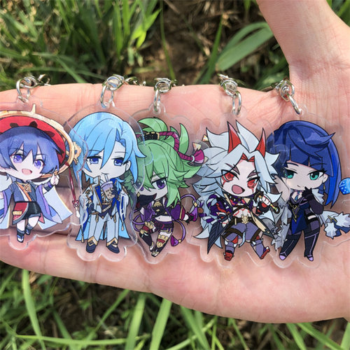 Anime Genshin Impact Keychain Tartaglia La Signora Scaramouc