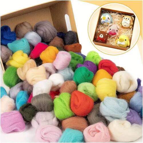 Wool Felt Kit,20pcs Colored Wool Strands,Hand Needle Felting