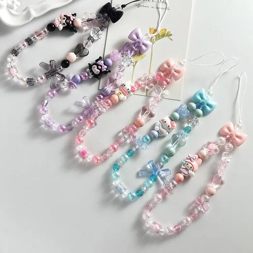Sanrio Character Beaded Phone Strap Crystal Beads Phone Chai
