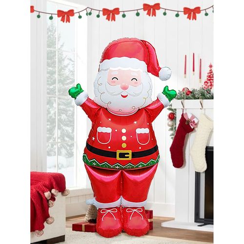 1pc Standing Santa Claus Foil Balloon, Christmas Party Decor