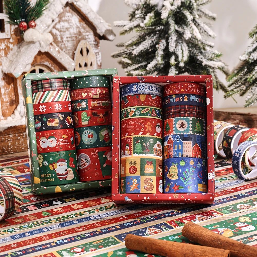 12 rolls Vintage Christmas Washi Tape Set 4 Sizes Decorative