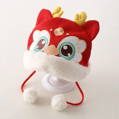 Baby Red New Year Hat: Thickened Winter Warm Windproof Cap