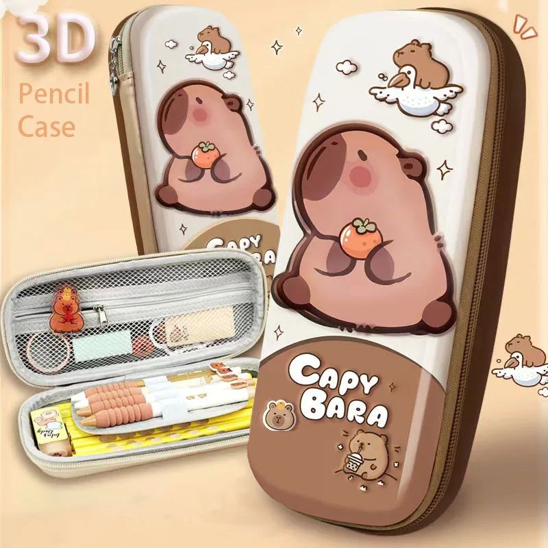 3D Stereo Cute Capybara Pencil Case Drop Resistant Waterproo